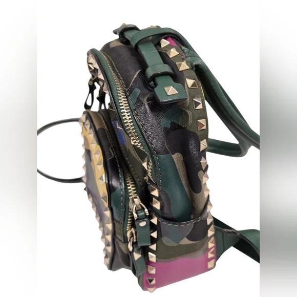 VALENTINO  Garavani Rockstud Leather Backpack Camouflage - Picture 6 of 16